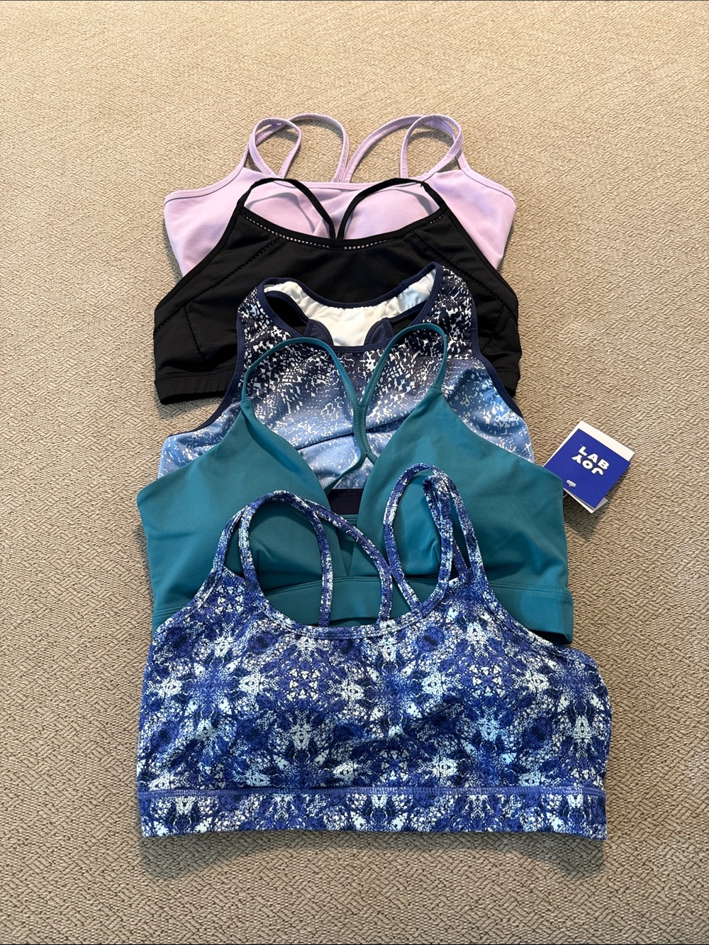 Multi-Pack Women's Sports Bras in Blue, Teal, Black & Lavender Size XL